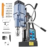 ZELCAN Magnetbohrmaschine 1550W Standbohrmaschine 13900N Tischbohrmaschine 650 RPM 50mm Max. Bohrdurchmesser mit 6 Bohrer HSS 12-27mm mit Variabler Geschwindigkeit für Oberfläche Heimwerk Industrie