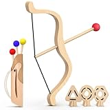 HSYFUNA Pfeil und Bogen Kinder, Bogenschießen Kinder Holzspielzeug mit 3 Pfeilen, 3 Zielscheiben & Köcher, Bogenschießen Spielzeug für Indoor und Outdoor ab 3 4 5 6 7 8 9 10 Junge Mädchen