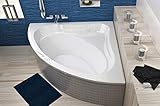 ECOLAM symmetrische Badewanne Eckwanne Eckbadewanne Mia 120x120 cm Design Acryl weiß + Ablaufgarnitur Ab- und Überlauf Automatik Füße Silikon