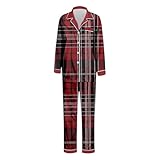Herren-Pyjama-Set, Familie, Kariert, klassische Hemden, Nachtwäsche, Weihnachten, passende Sets, Retro-Karo, Nachtwäsche, Erwachsene, Pyjama, Outfits, weiche Knopfleiste, Mom-Wine, 120 cm