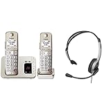Panasonic KX-TGE262GN Schnurlostelefon mit Anrufbeantworter & RP-TCA430E-S Headset für KX-TGxx Serie, Grau