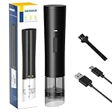 Elektrische Pfeffermühle, kompakt, wiederaufladbar, Salz- und Salzmühle, eingebaut, 1200 mAh, elektrische Salz- und Pfeffermühle, solide Körnung, geeignet für Pfeffer, Salz und Pfefferkörner