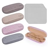 NVIYAM 4 Stücke Hardcase Brillenetui, Leinenstoffe Glasses Case, Hartschalen-Brillenetui, Tragbare Harte Brillenetui, Brillenetui Box für die meisten Brillen und Sonnenbrillen(4 Farben)