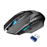 TECKNET Kabellose Gaming Maus, 2,4 GHz Wireless Gamer Maus 8 Tasten, 4800 DPI, 20 Millionen Klicks, Wireless Mouse, Ergonomische Optische Maus für PC/Mac/Laptop