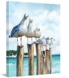 LZLHDE Leinwand Bilder Wandbilder Wohnzimmer, Badezimmer Bilder 30x40 cm Bild Badezimmer wc Wandbild Möwe Gemälde Wandgemälde Zimmer Deko auf Wand Dekoration Wall Art