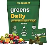 Grüne Gummies – Bio-Chlorella & Spirulina, Verdauungs- & Darmgesundheit, 60+ Nährstoffe, Multivitamine & Mineralstoffe, Tägliche Gummies, 224 Gummibären
