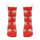 Generisch Weihnachtssocken Damen Bodensocken Schneesocken Dicke Samt Schlafsocken Teppichsocken Im Winter (Rose Gold, One Size)