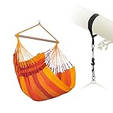 LA SIESTA® Habana Baumwoll Hängesessel & Baum-& Pfosten-Befestigung - Hängesessel für Indoor Outdoor Schlafzimmer, Sitz Hängeschaukel für Garten, Groß Hängesessel - 2 Personen Comfort Size, Volcano