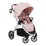 Hauck Uptown Kinderwagen Melange Rose – Kinderwagen für jedes Gelände, extra großer Sitz, flache Liegeposition, Gummiräder, Federung, kompakt und einfach zusammenklappbar, mit Regenschutz