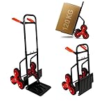 Ondis24 Klappbare Sackkarre mit Dreifachbereifung aus Stahl, 120 kg Tragkraft, Treppensteiger Transportkarre, Faltbarer Transportwagen für Umzug, Haushalt, robuste Treppenkarre mit 3-Rad-System (pro)