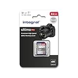 Integral 64 GB SD-Karte 4K Ultra-HD-Video High Speed SDXC V30 UHS-I U3 Class 10 Speicherkarte bis zu 100 MB/s, Farbe kann variieren