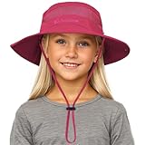 Durio Baby Sonnenhut für Mädchen und Jungen,Sonnenhut Kleinkind, Kinder Fischerhut,Sommerhut Breiter Krempe, Strandhut für Mädchen Jungen Rosenrot 4-12 Jahre