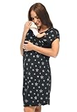 MijaCulture 3 in1 Geburtskleid Stillnachthemd Umstandsnachthemd 4123 (M / EU38, Schwarz/Sterne)