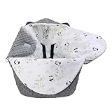 LAT Baby Einschlagdecke für Babyschale, Winter Universal Babydecke für Neugeborene, Doppelseitig Kuscheldecke mit Kapuze für Babyschale Kinderwagen Buggy Autositz (Panda)