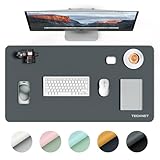 TECKNET Schreibtischunterlage, 80 x 40cm Große Tischschutzpolster,wasserdichte Laptop Desk Mat,PU Leder Tischunterlage, Abwischbar Doppelseitige Schreibunterlage für Büro/Zuhause (Dunkelgrau)