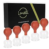 Lunata 5x Schröpfgläser aus Echtglas mit Saugball, Ø 50 mm, Schröpfglas für eine Schröpfmassage gegen Verspannungen & Cellulite & Schmerzen