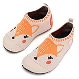 IceUnicorn Hausschuhe Kinder Atmungsaktive Pantoffeln Leicht Rutschfest Turnschläppchen Hüttenschuhe Jungen Mädchen Slippers für Kindergarten(Fuchsbraun,28/29EU)