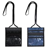 2 Stück Schwarz/Blau Geldbeutel Brustbeutel mit RFID 17.5 x 14.5 cm Reisegeldbeutel Tasche Umhängegeldbeutel Brusttasche für Passport, Kreditkarten,Handy