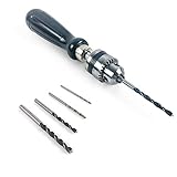 QWORK® Hand Drill Set, Handbohrer Werkzeuge und 5 Stück Mini Spiralbohrer (1,5-5 mm) für DIY Holz Lehm Harz Besetzung Moulds Schmuck Herstellung