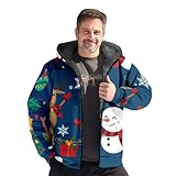 Softshell-Jacke, Weihnachten, Herren, Pufferjacke, leicht, gesteppt, gepolstert, Winter, warm, wasserabweisend, Stehkragen, lässiger Mantel, klassische Passform, dunkelblau, S