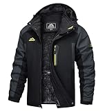 TACVASEN Herren Skijacke Wasserdicht Softshelljacke Winter Outdoorjacke Warme Winterjacke (L, Schwarz-Grau)