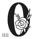 Hausnummern für draußen, 71,1 cm, schwarze Edelstahl-Hausnummern, Adressnummern, Buchstaben für Hausdekoration, florales Adressschild, Metall, moderne Adressbuchstaben für den Außenbereich (0)