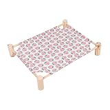 Kisangel Erhöhtes Hundebett aus Massivem Holz Abnehmbar und Waschbar Atmungsaktive Kühlmatte für Camping und Zuhause Vielseitig für Katzen und Kleine Hunde Geeignet