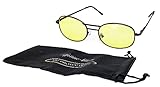 ECO NACHTSICHT BRILLE mit Beutel UV-Protection blendfreie Linsen Auto Nachtsichtbrille Nachtfahrbrille Kontrastbrille Kontrast 2-Varianten 78 (Metallgestell)