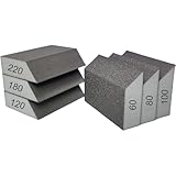 Delaga 6 Stück Schleifschwämm Holz, Schleifpapier 60/80/100/120/180/220 Körnung, Schleifklotz waschbar wiederverwendbar für Polieren verschiedenen Metall Materialien, Trockenbau, Holz