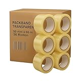 ARLI 36x Paketband 50mm x 66m transparent & LEISE abrollend Klebeband für Kartons & Versand Packband Low Noise PP-Folie mit Acryl-Kleber (36 Stück/Rollen)