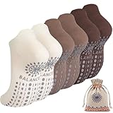 ILovDaisy Pilates Yoga Socken Damen 39-42, Stoppersocken Rutschfeste Sneaker Socken Yogasocken, Antirutschsocken mit Noppen für Trampolin Gymnastik Fitness Krankenhaus Zuhause 3Paar