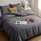 Utopia Bedding Bettwäsche 200x220 Set - Mikrofaser Bettbezug 200x220 cm + 2 Kissenbezüge 80x80 cm - Grau