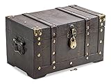 DARO Design - Schatztruhe, Schatzkiste, Holztruhe, Piratenkiste, Geschenk-Box mit Deckel verschließbar mit Schloss 28x17x16 cm