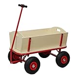 PROREGAL Profi Bollerwagen Bolly HxBxT 97x90x60cm, Traglast 150kg, Luftbereifung, Rot, Handwagen Holzbollerwagen Transportwagen