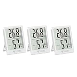 DOQAUS Digital Thermometer Innen, 3 Stück Thermo-Hygrometer Innen Hygrometer Feuchtigkeit Raumthermometer mit Hohen Genauigkeit, für Innenraum, Babyraum, Wohnzimmer, Büro(Weiß)