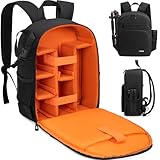 IPEB Kamerarucksack Tasche mit Stativhalterung Wasserdichtes Kameragehäuse Fotografie Rucksack Anti-Diebstahl für DSLR/SLR spiegellose Kamera Nikon Sony Canon (Schwarz-Orange)