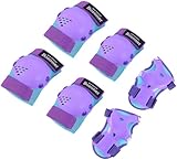 BOSONER Knieschoner Kinder Schoner Inliner Protektoren: 6er Set Schützer Inline Skates Kinder Knie Und Ellenbogenschützer Knieschützer Rollschuhe Schutzausrüstung (Blauviolett-Xin, M (6-15Jahre))