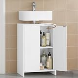 Hzuaneri Waschbeckenunterschrank, Unterschrank, Badezimmerschrank, Verstellbare Einlegeböden, Badschrank mit 2 Türen, Freistehend, Moderner, 30 x 40 x 60 cm, Weiß BC00403X