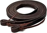 Jeereal Spalt-Zügel aus Leder, schweres Ölgewicht, eingebrochen, geschmeidige Ranch-Zügel für Western Horse ProTack, 1,6 cm x 2,4 m, Dunkelbraun