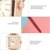 Akozon Modische Quarz-Armbanduhr für Damen mit Analoganzeige und PU-Armband in Lila (Rot)