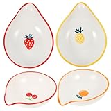 Cabilock 4 Stück Löffelablage aus Keramik Kaffeelöffelhalter Dippen kleiner Schalen Schüssel Gewürzlöffel Platte spoon rest spoon holder besteckträger Besteckhalter Keramikablage für Löffel