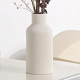 Weiß Keramik Vase für Dekoration, Minimalistische Deko, Moderne Heimdekoration, Weiße vasen für Pampasgras, Tisch, Regal, Bücherregal, Kaminsims und Eingangsbereich (20,3 cm)