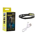 BAIRU Verstellbare wasserdichte LED-Stirnlampen mit Bewegungsmelder, leichte Stirnlampen, Taschenlampe, wiederaufladbar, für den Außenbereich, für L-Stirnlampe, Taschenlampe, wiederaufladbar,
