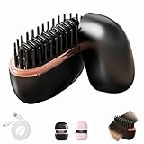 Mini-Glätteisen Kabellos,Mini Hair Straightener Brush,Wiederaufladbare Tragbare Glättbürste,3-stufige Temperaturregelung,10-Sekunden-Schnellaufheizung,für Haare und Bart (Schwarz)