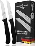 Schwertkrone® Schälmesser 2er Set [MADE IN SOLINGEN - GERMANY] - Gemüsemesser Obstmesser - Küchenmesser klein scharf - Schneidemesser Kartoffelschälmesser - Allzweckmesser rostfrei (2x 3 gerade)