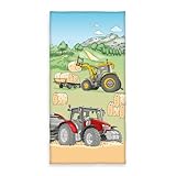 Herding Klaus GmbH Traktor Velourstuch, Mehrfarbig, 75 x 150 cm