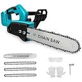 Akku Kettensäge kompatibel für Makita 18V Akku, 12 Zoll Mini-Kettensäge mit 3 Ketten und Sicherheitsschloss Handgeführte Elektro-Kettensäge zum Holzschneiden, Baumbeschneiden (ohne Akku)