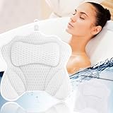 ZUSUZU Badewannenkissen–Badekissen als Nacken & Nackenkissen Badewanne mit 4D-Air-Mesh-Technologie und Saugnäpfen,ideal für Home Spa–Unterstützt Kopf,Schultern und Rücken in der Badewanne (Weiß)