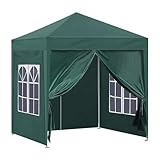 2 x 2 m Outdoor-Pavillon-Zelt mit 4 abnehmbaren Seitenteilen, wasserdicht, Anti-UV, tragbar, Pop-Up-Baldachin mit Tragetasche, grüne Pavillons für Camping und Veranstaltungen