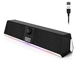 SOULION R80 PC Lautsprecher, USB-betrieben Computer Lautsprecher, Bluetooth PC Soundbar mit LCD Digitaluhr, Bunte Lichter Boxen für Desktop, Laptop, Tablets, Smartphone